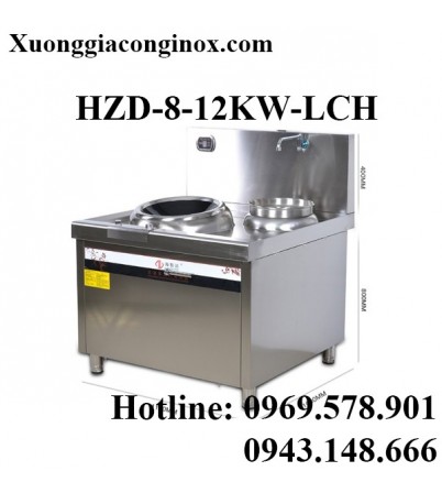 Bếp từ công nghiệp mặt lõm và bếp chiên có vòi rửa 8-12KW HZD-8-12KW-LCH